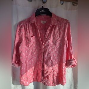 Charter Club Pink 100% Linen Shirt